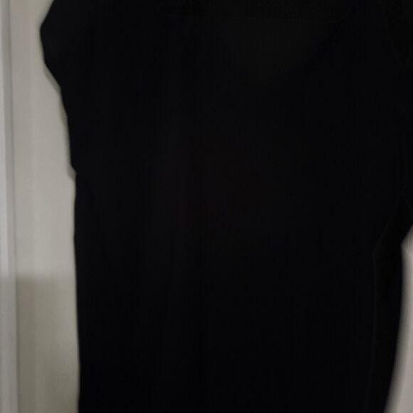 Tahari Shirt Womens Medium Black Sheer Back Short Sleeve Blouse - Picture 1 of 5